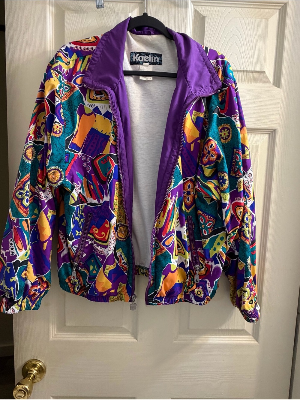 Kaelin Purple Multi-Color Patterned Puffer Jacket